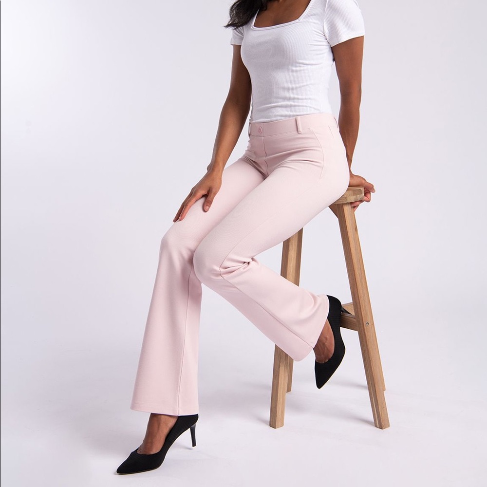 Betabrand Dress Pant Yoga Pants Pink Lemonade Size L straight leg